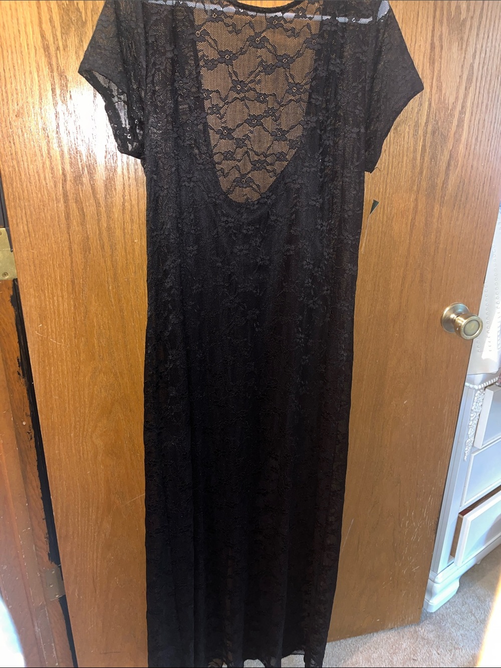 wild fable Black Lace Maxi Dress with Deep Scoop Back